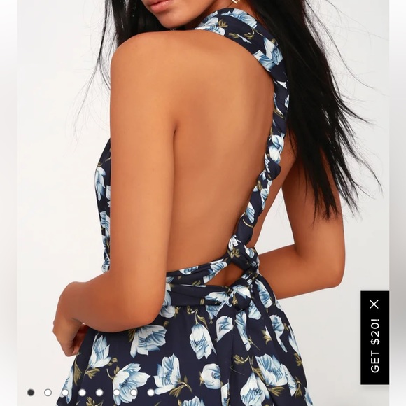 Lulus Elevated energy navy blue floral print convertible romper - Picture 8 of 12